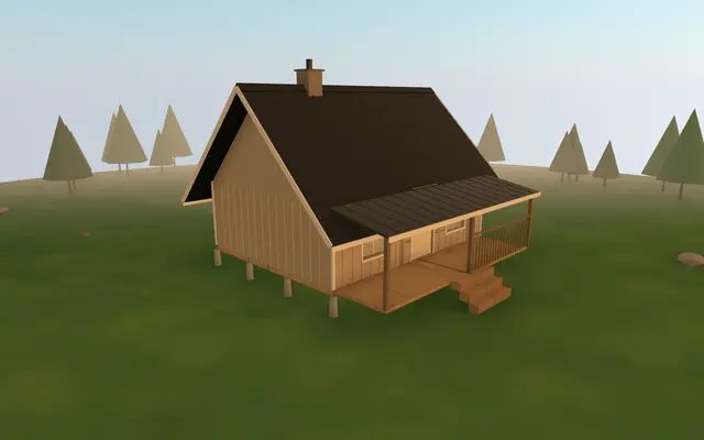 3D render of the 16×20 A-Frame Style Cabin from the cabin builder